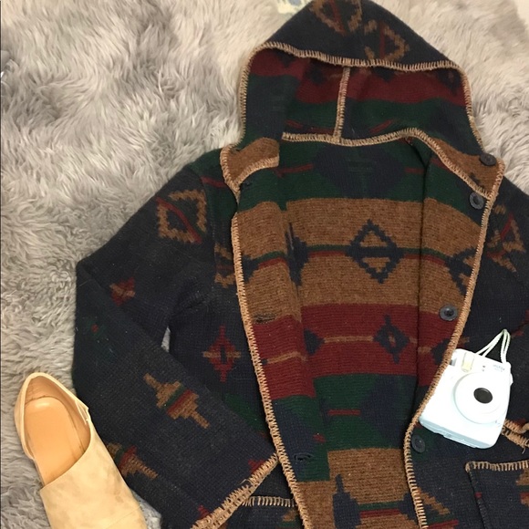 Jackets & Blazers - Long Wool Tribal Print Jacket